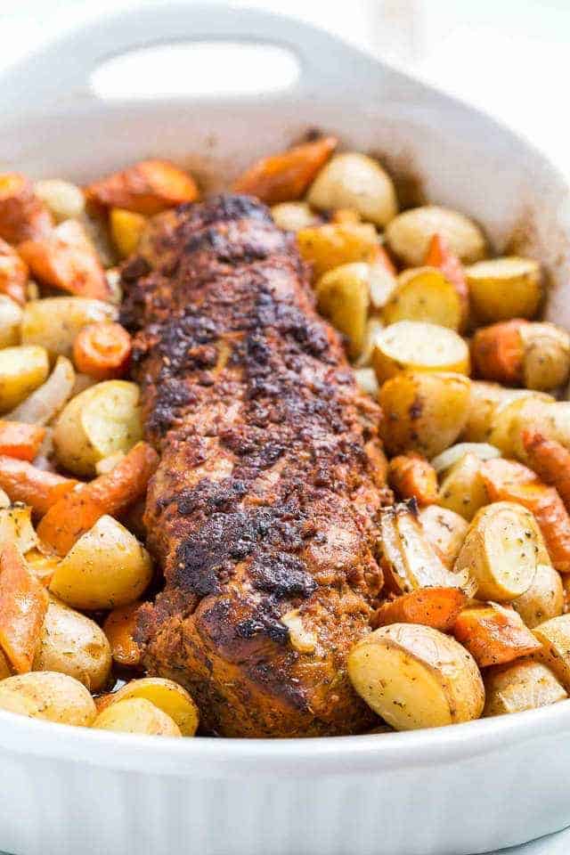 Tomato Roasted Pork Loin has the perfect amount of flavor from sun-dried tomatoes, vinegar, Italian seasoning, salt, and pepper. It's super easy to whip up!