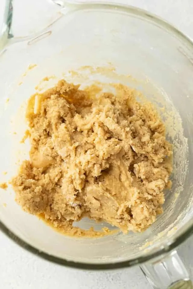 cookie dough in a glass bowl