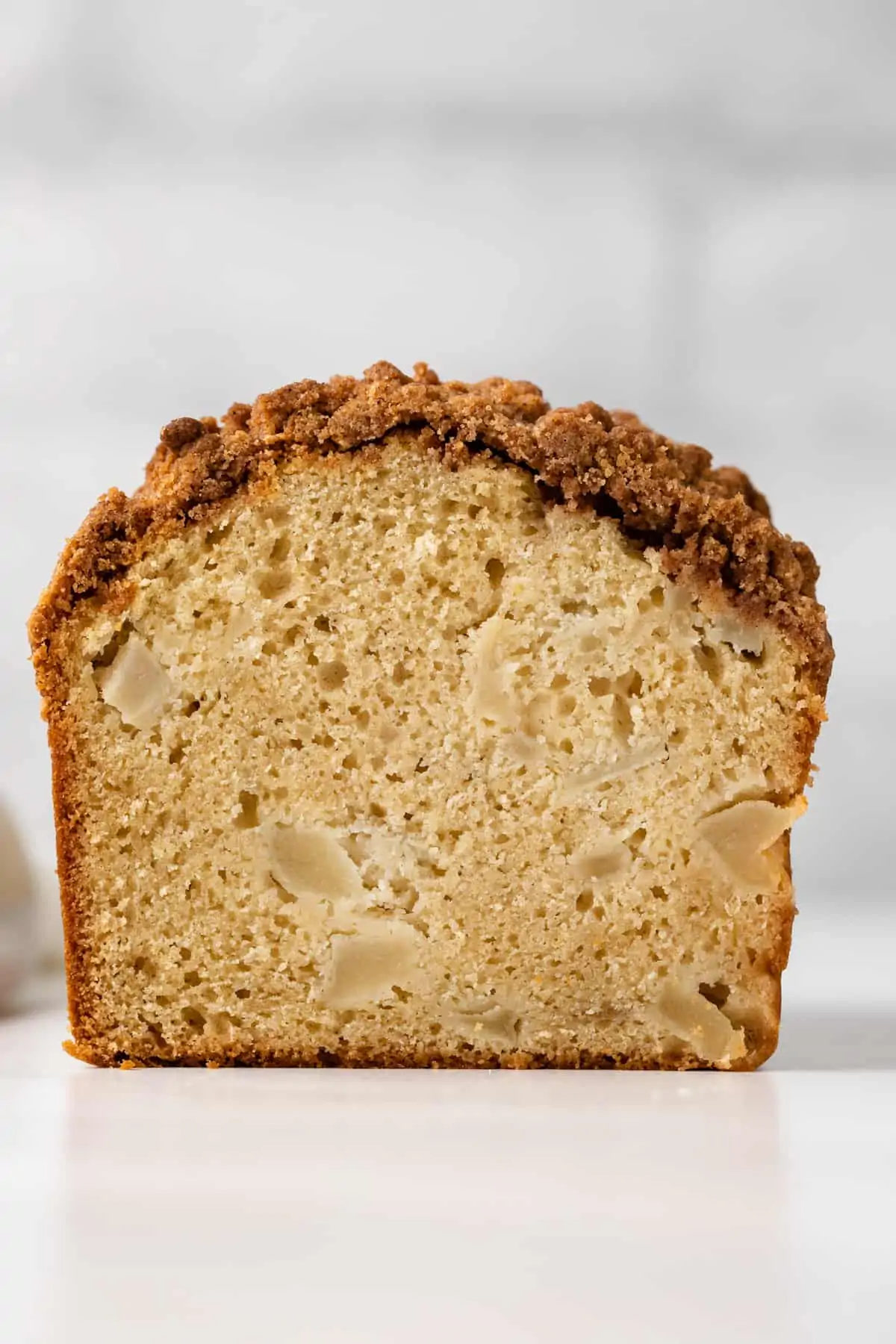 Front view of a spiced pear bread loaf