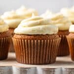 Close up of gingerbread cupcakes.