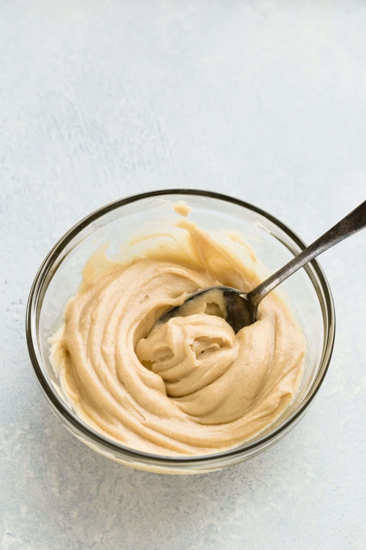 Peanut Butter Frosting in a glass bowl.