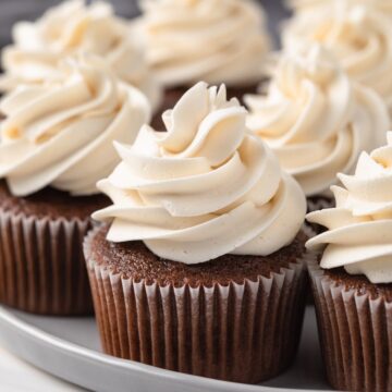 Close up of Dr Pepper Cupcakes