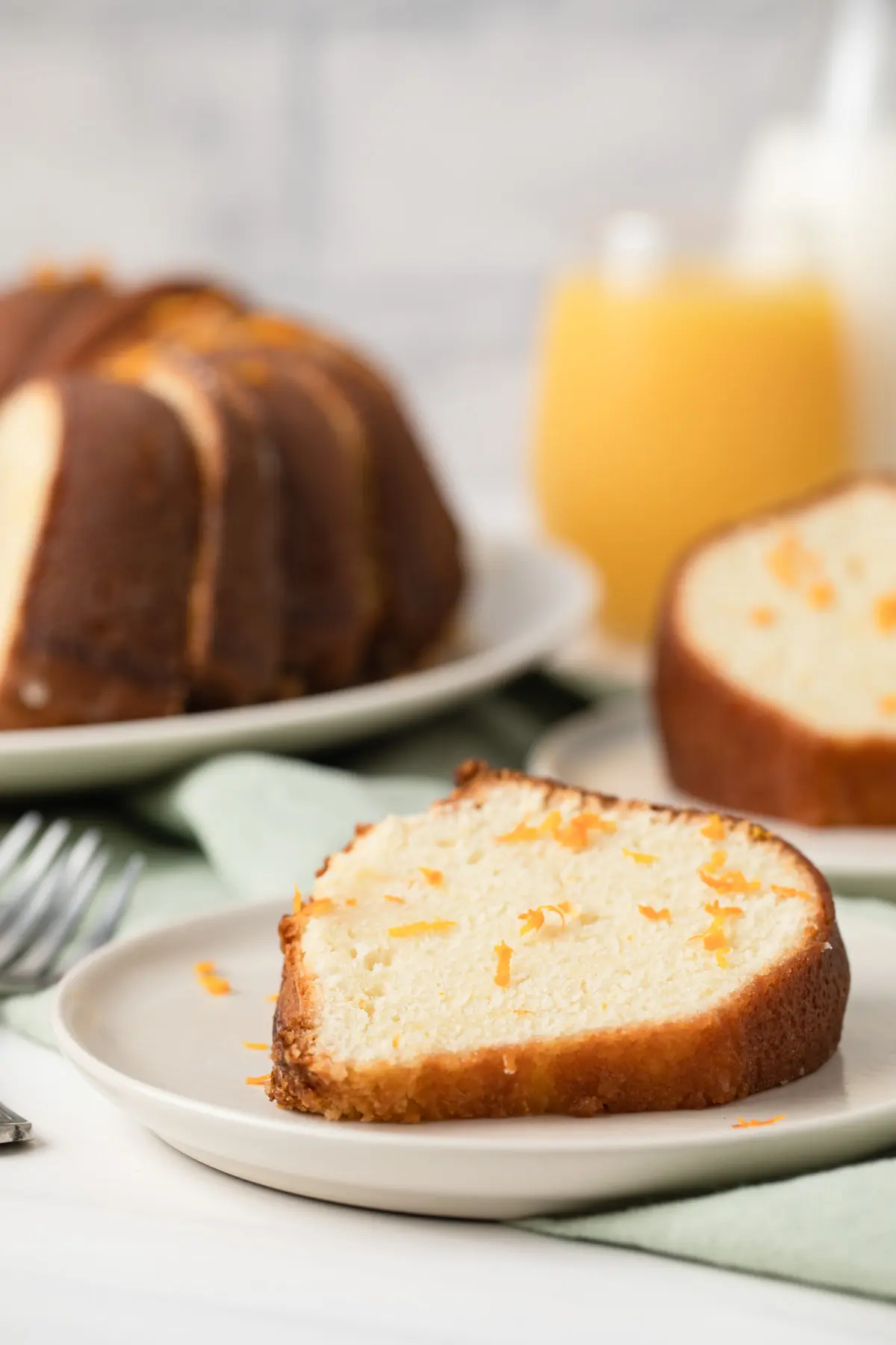 slice of pound cake with orange zest