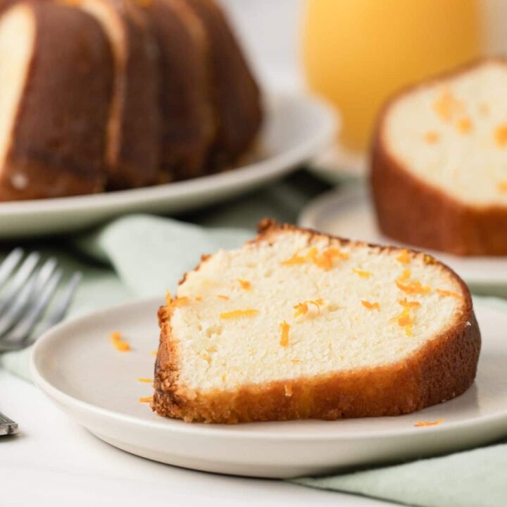 slice of pound cake with orange zest