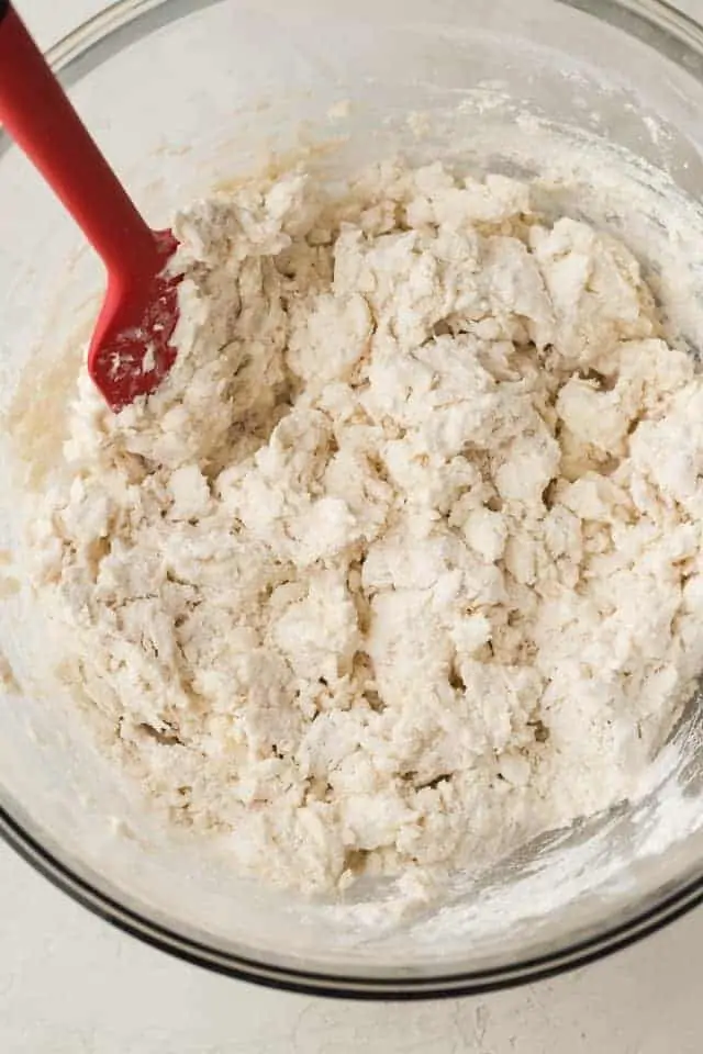 Honey cream cheese biscuit dough in bowl