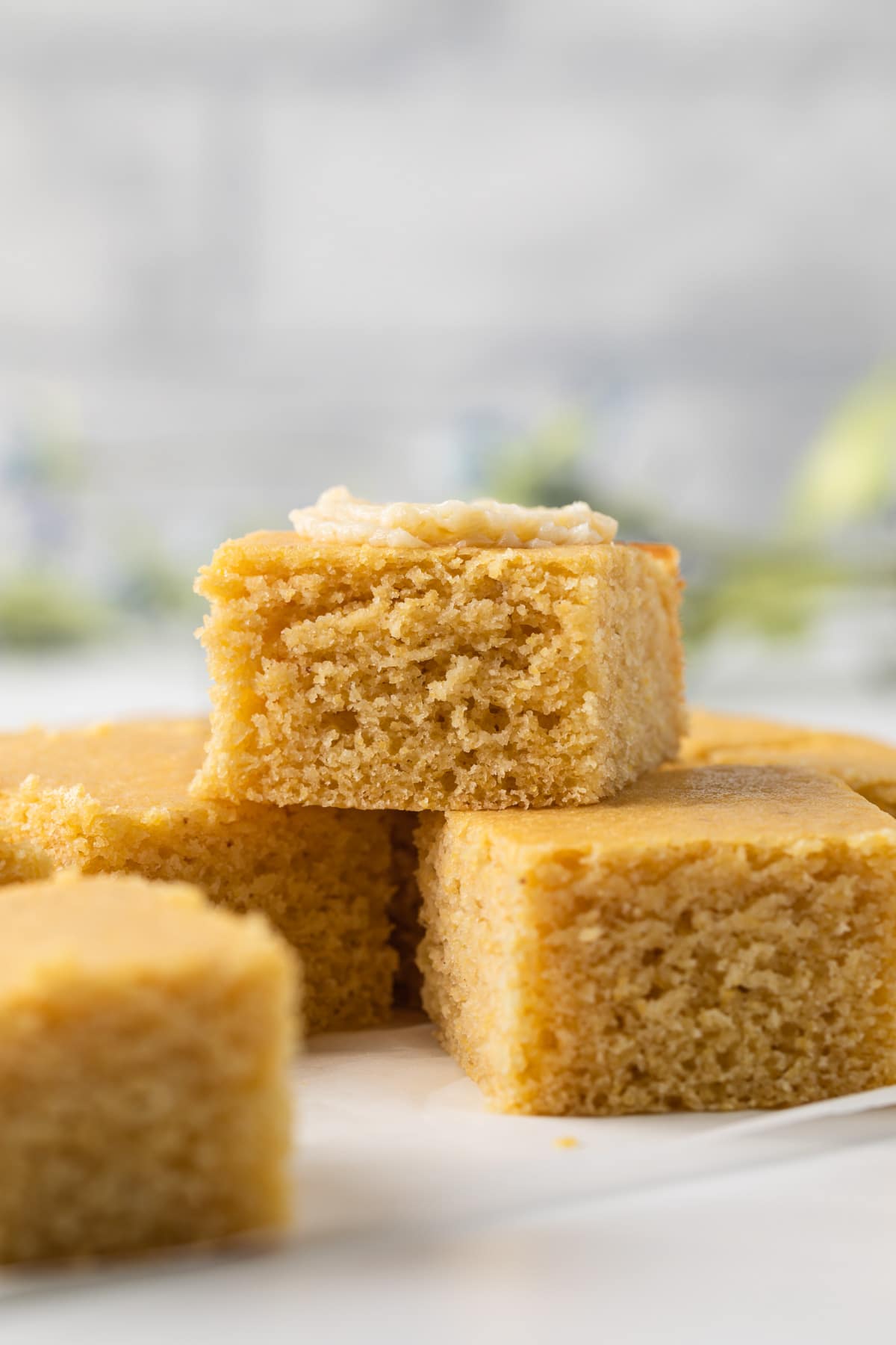 maple brown butter cornbread stacked