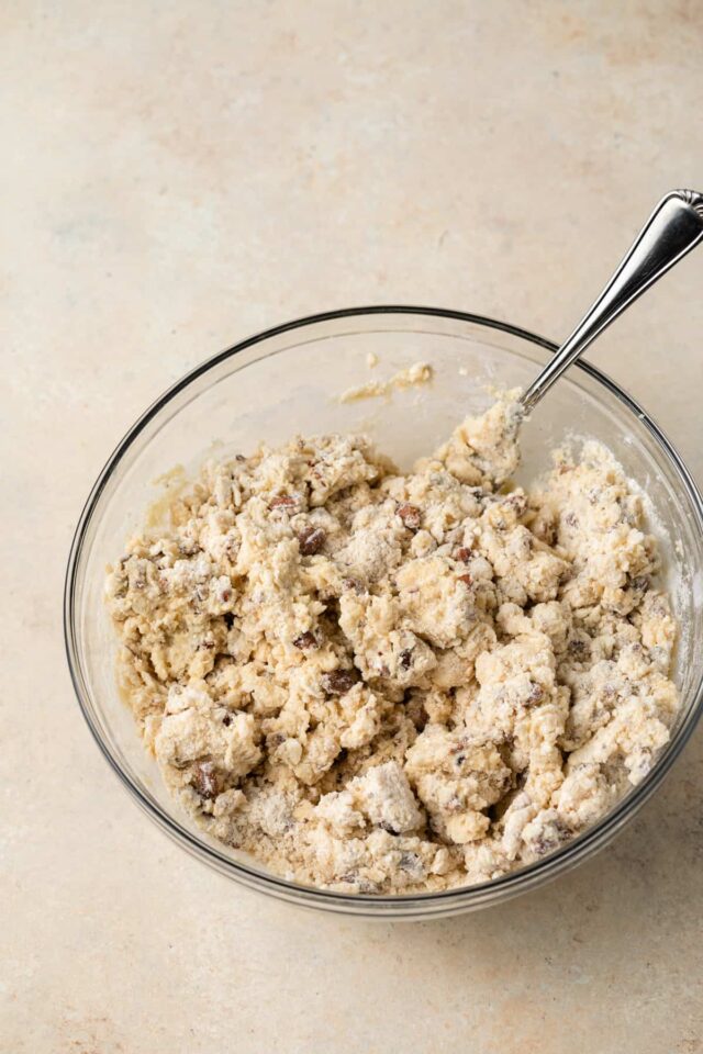 Scone dough in a mixing bowl