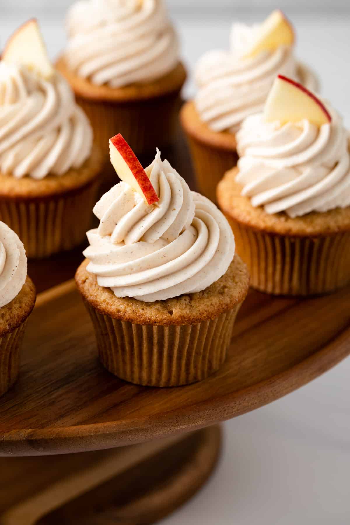 Spiced apple cupcakes topped with cinnamon buttercream frosting