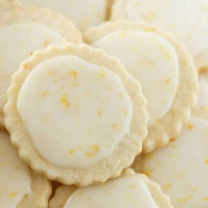 close up of iced Meyer lemon cookies