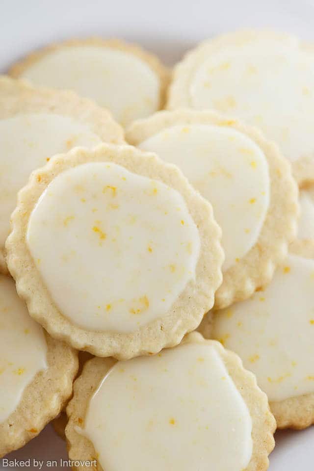 close up of iced Meyer lemon cookies