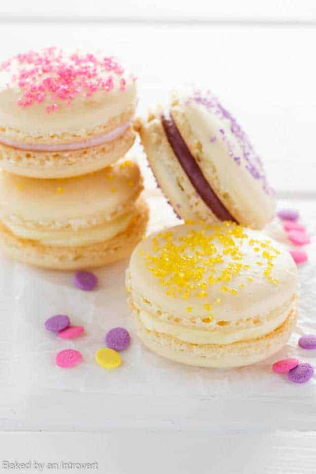 Easter Cheesecake Macarons on a white background.