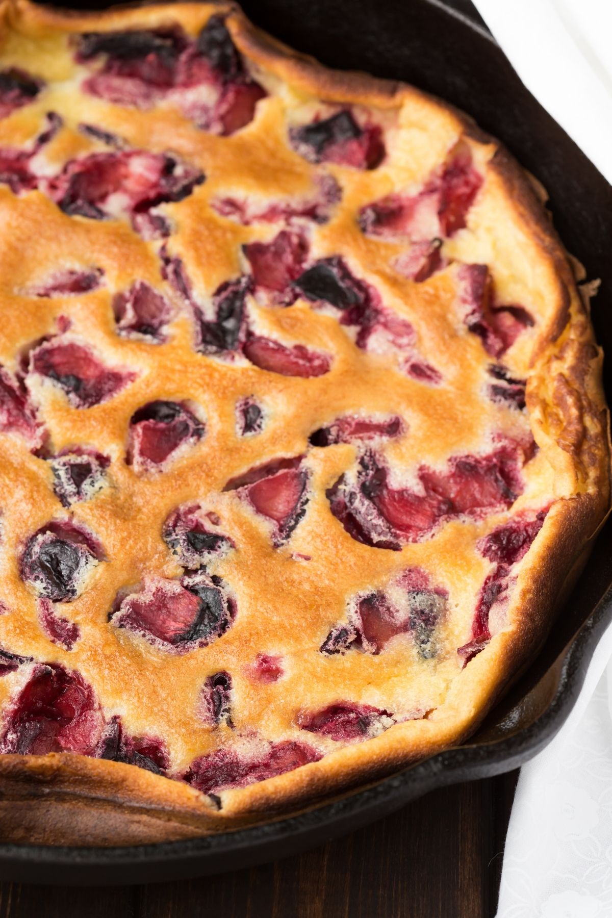close up of Roasted Plum Clafoutis