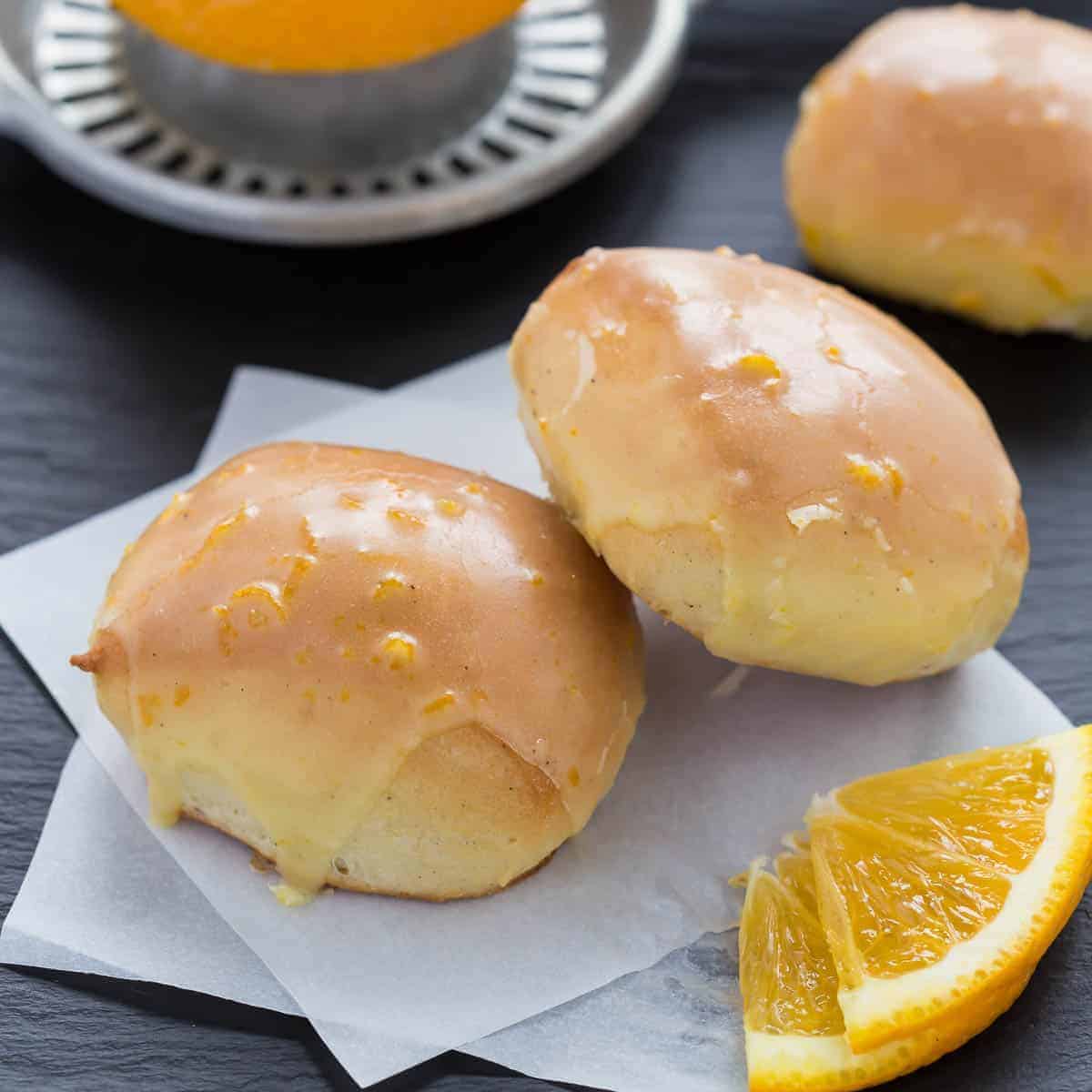 Baked Brown Butter Beignets with Orange Brown Butter Glaze