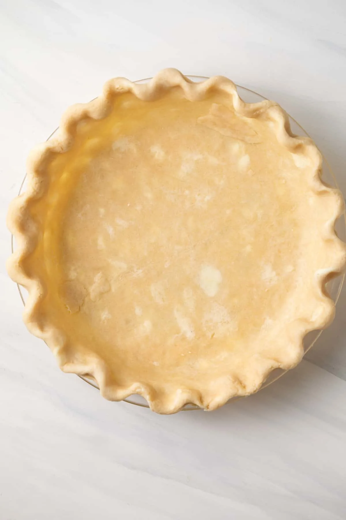 Homemade pie crust in a pan