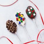 Chocolate Espresso Spoons decorated with festive sprinkles.
