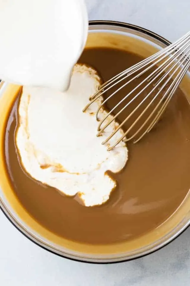 heavy cream added to coffee custard