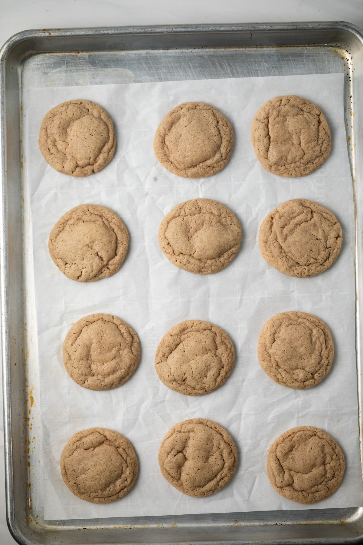 Chai cookies on baking sheet.