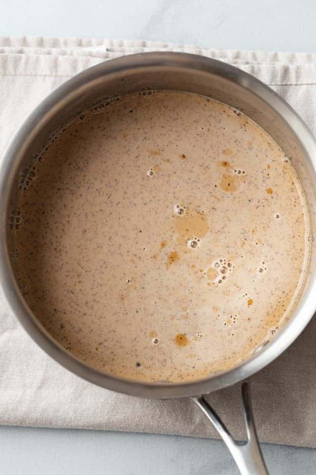 milk and coffee in a pot