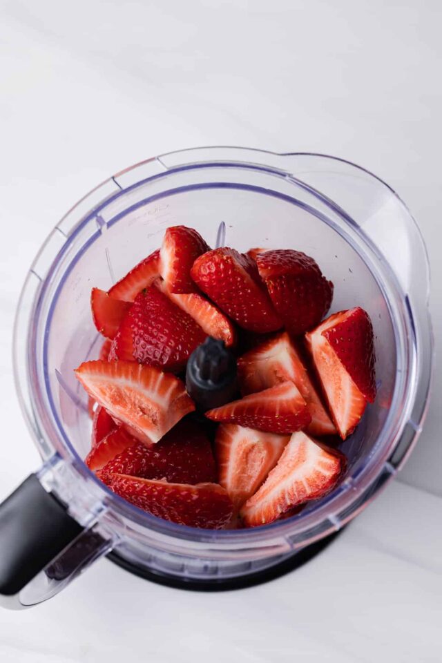 strawberries in a food processor