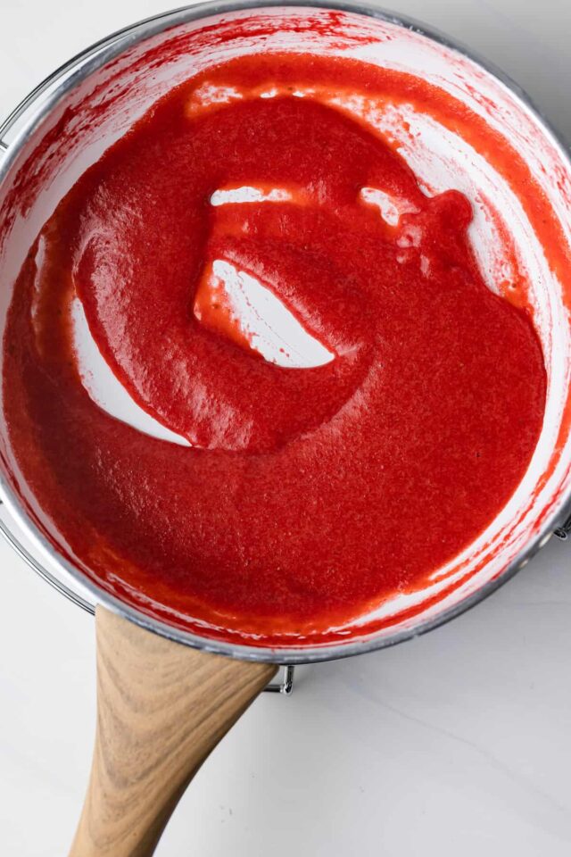 Bright red strawberry reduction