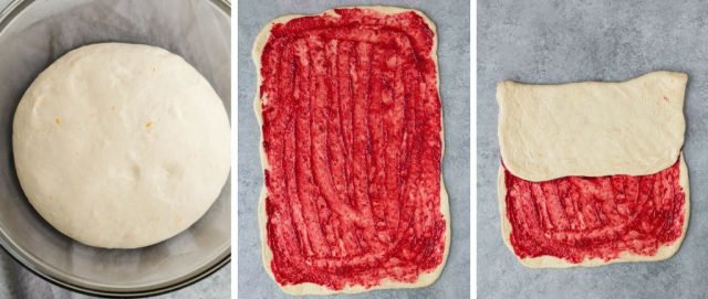 Step by step images of how to make cranberry orange sweet rolls.