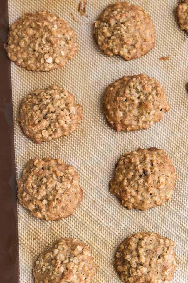 banana oatmeal cookies on baking sheet