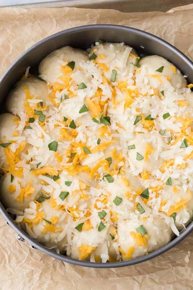 dough balls topped with shredded cheese