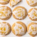 Overhead of glazed lemon cookies.