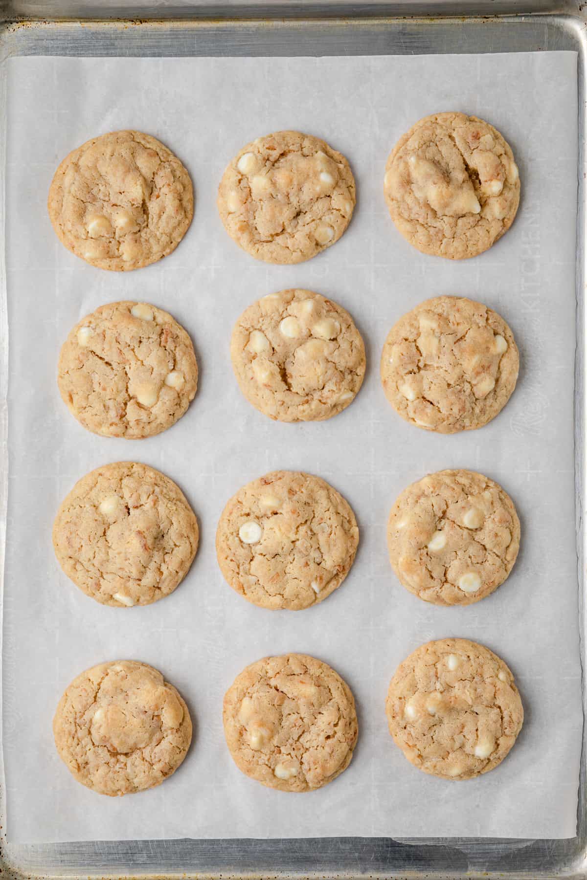 Freshly baked coconut white chocolate chip cookies