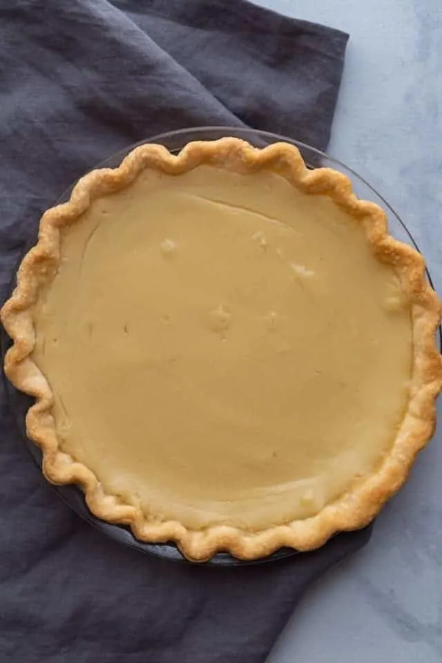 overhead view of a baked honey pie