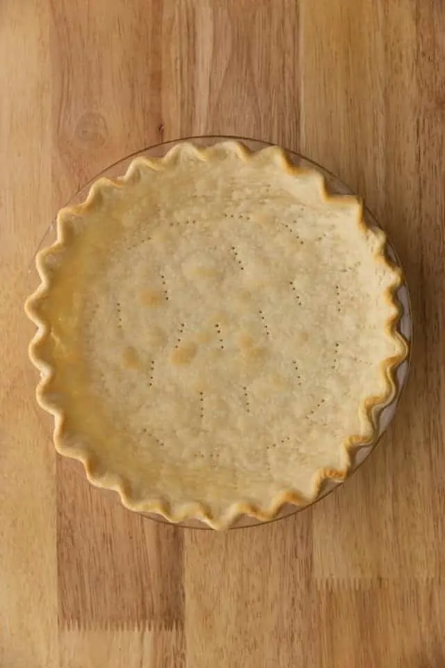 overhead view of bake pie crust