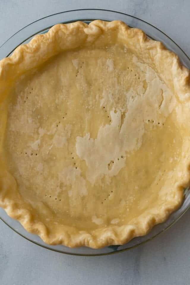 overhead view of prebaked pie crust