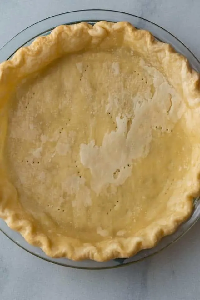 overhead view of prebaked pie crust