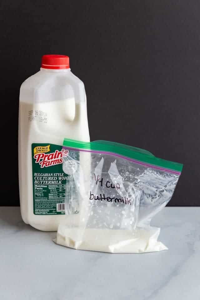 half gallon of buttermilk next to bag of buttermilk