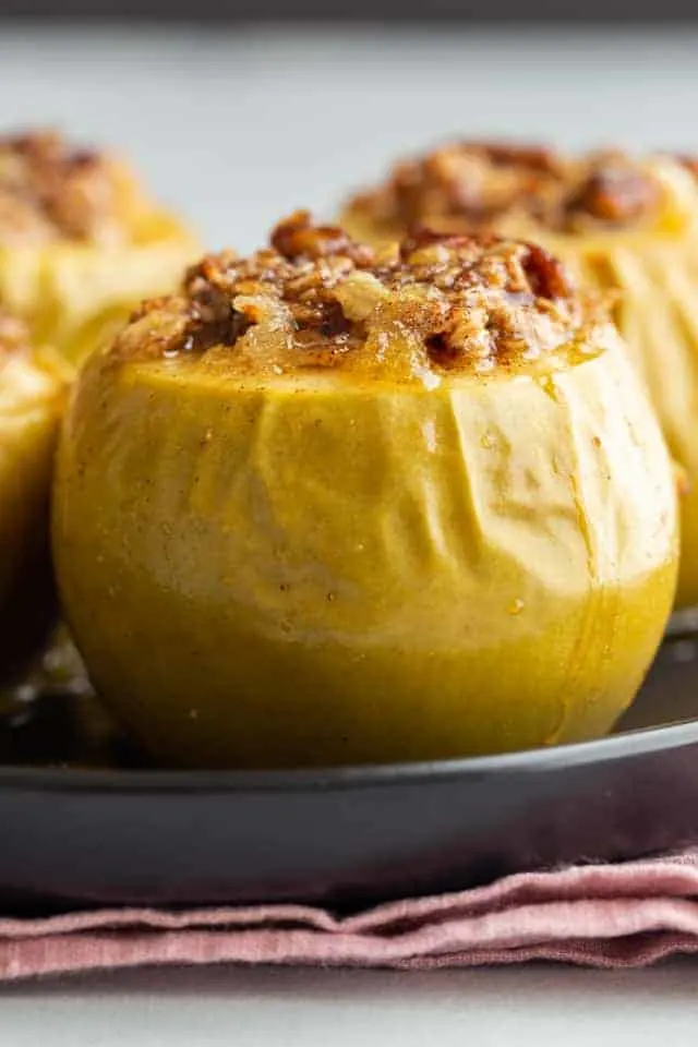 closeup of baked apples