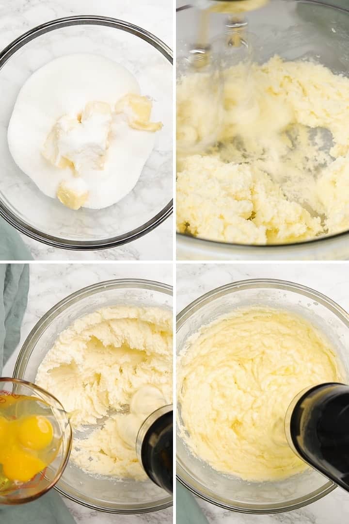 process shots for creaming butter, sugar, and eggs