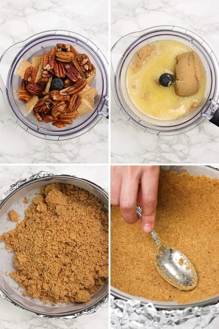 process shots for making graham cracker pie crust