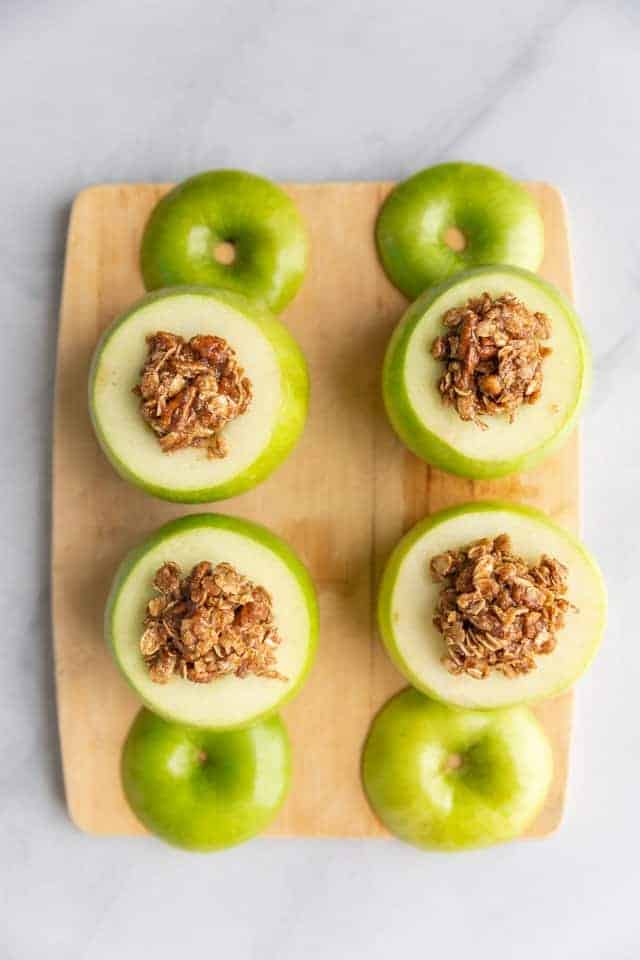 overhead view of stuffed apples