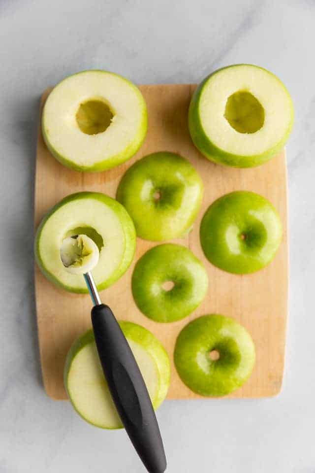 overhead of cored apples for baked apples