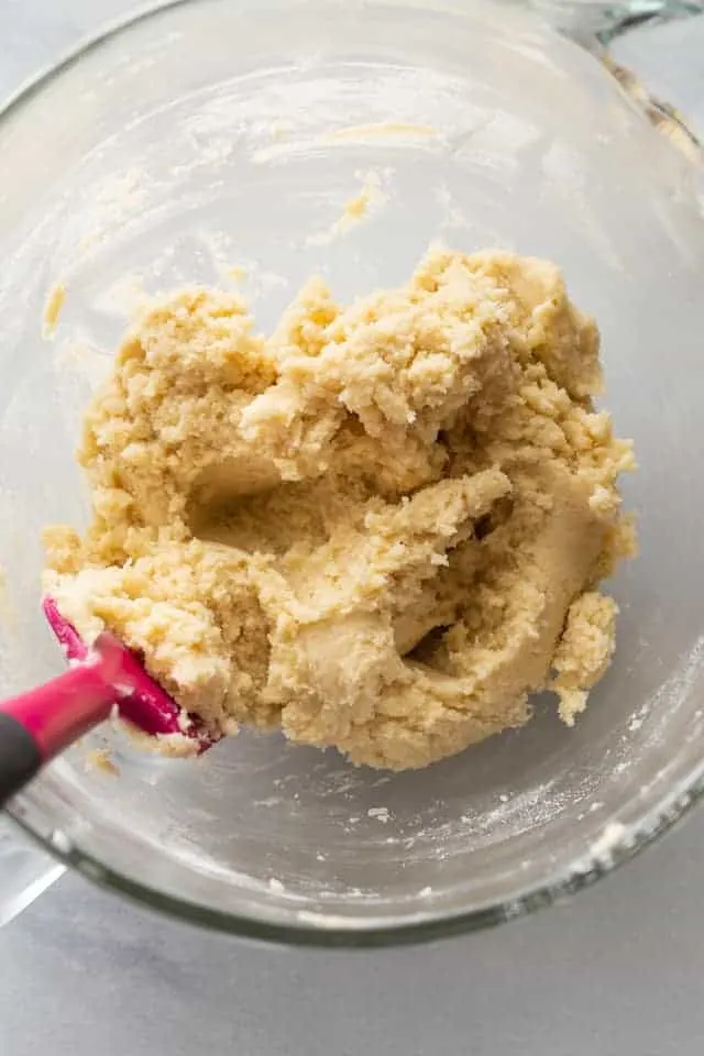 basic butter cookie dough in a glass bowl