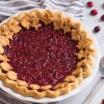 high angle view of a whole cranberry pie