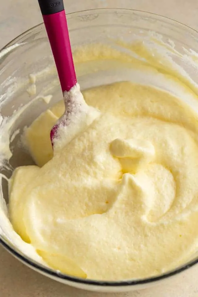 batter for cloud bread in glass bowl