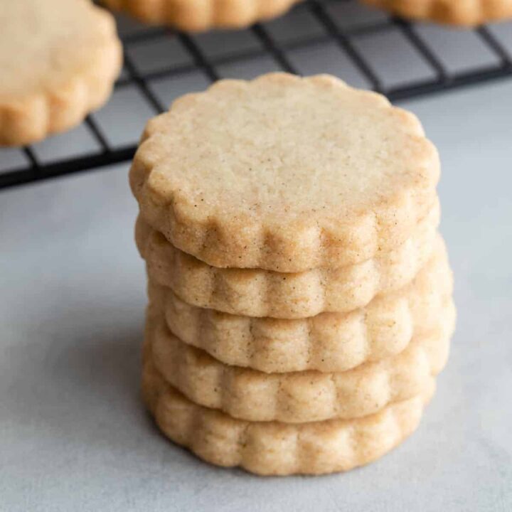 stack of cardamom shortbread cookies