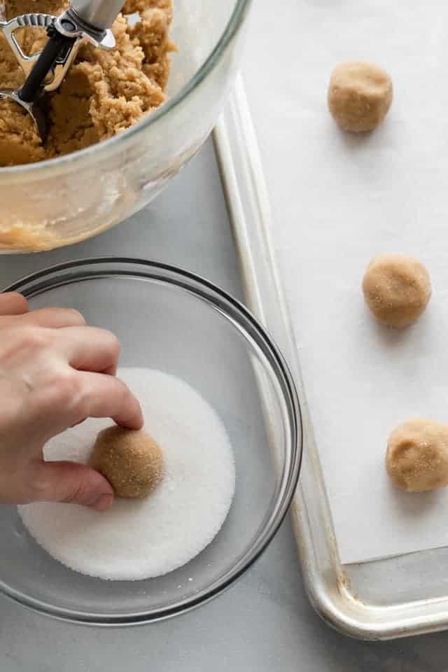 cookie dough balls rolled in sugar