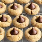 peanut butter blossom cookies on a wire rack