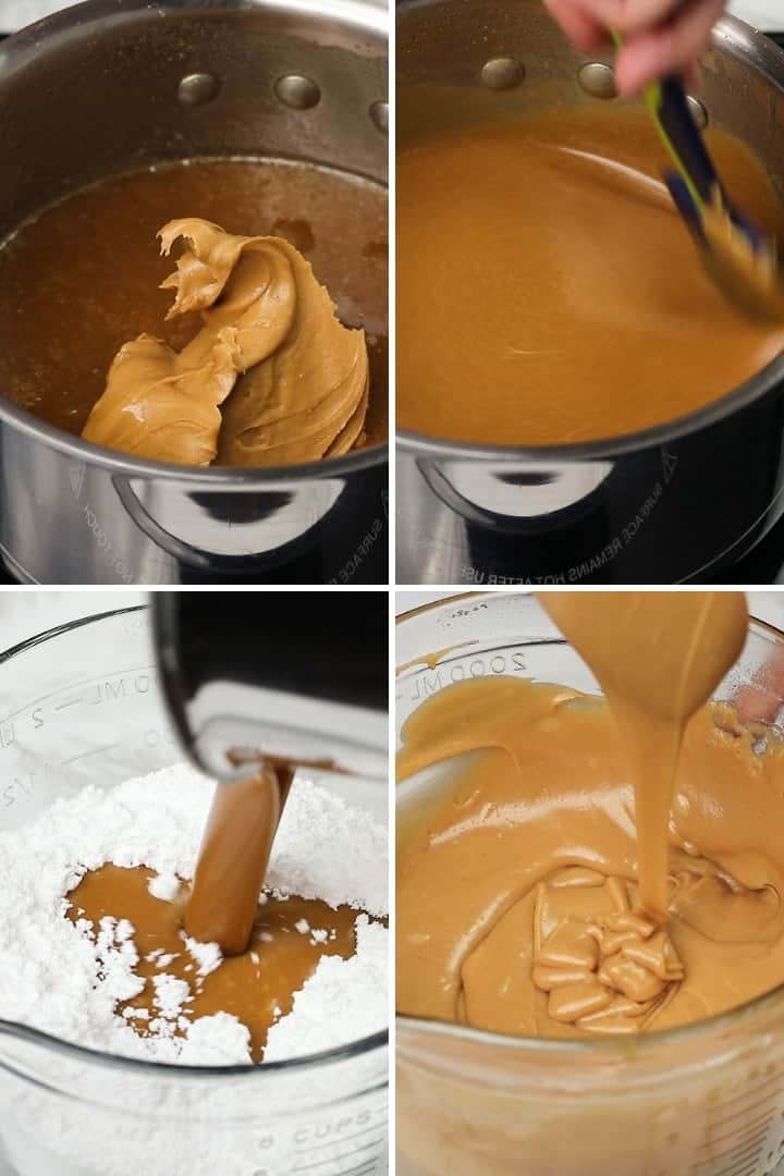 process shots for making peanut butter fudge