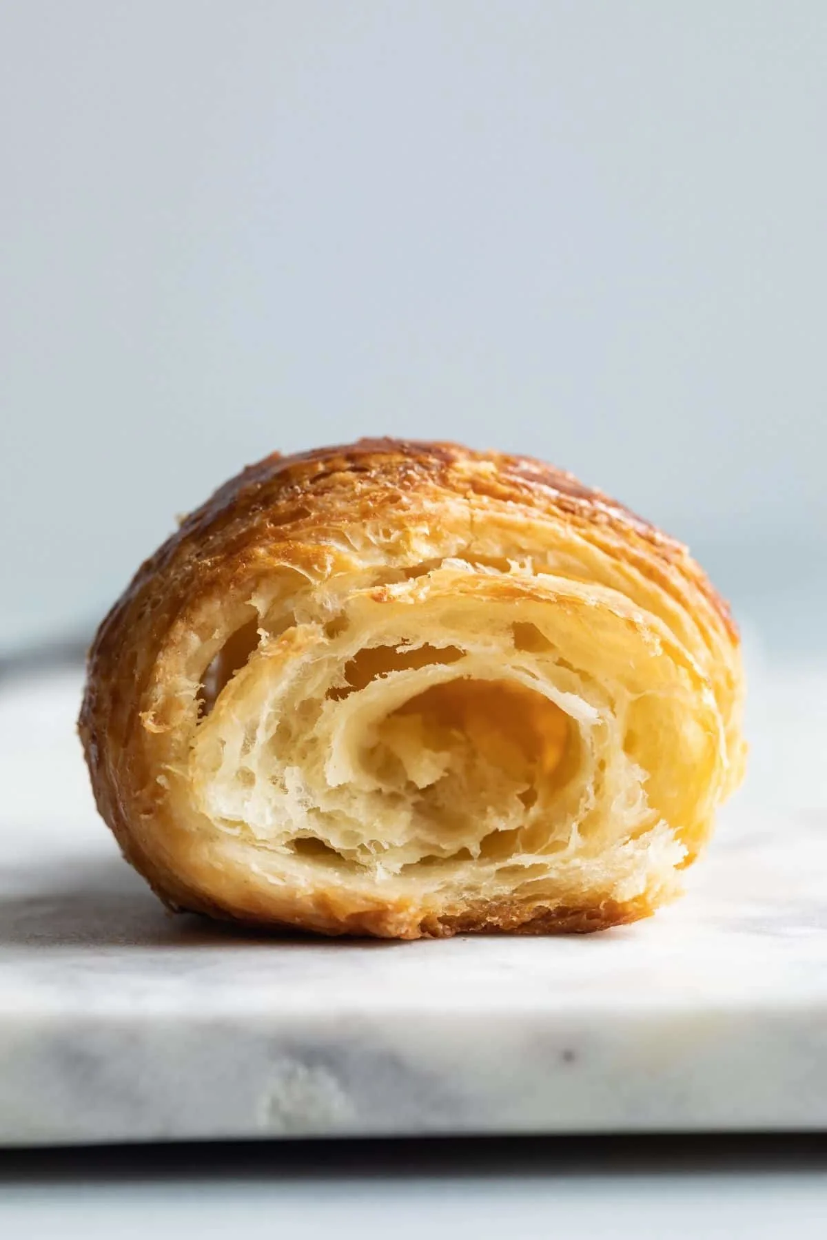 Close up of the inside of a croissant