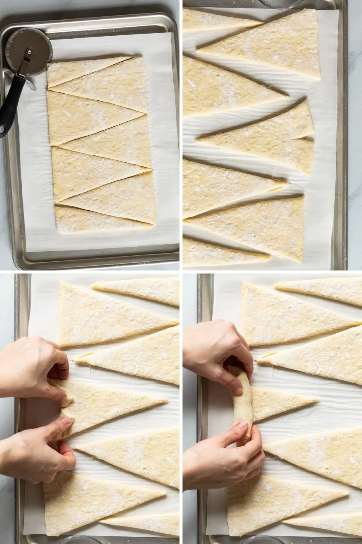 Step by step how to shape croissants