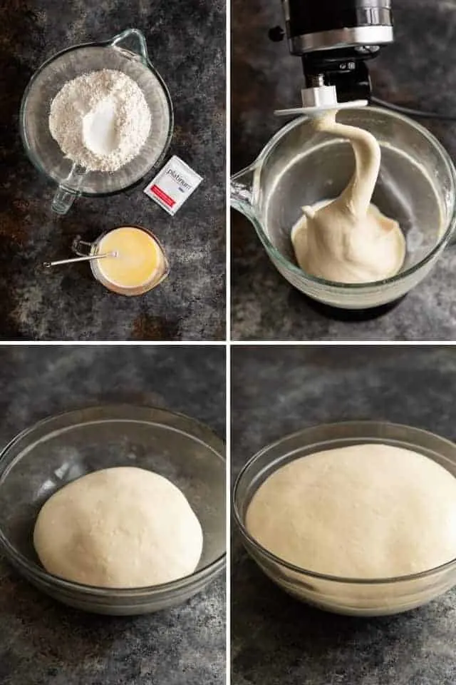 process shots showing how to make monkey bread dough
