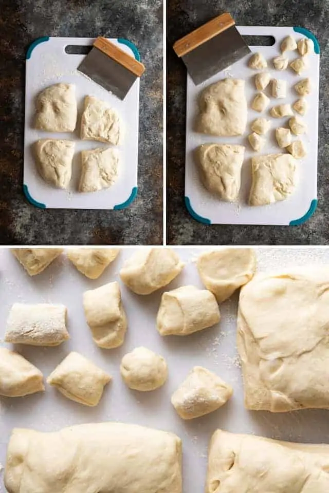 process shots showing how to shape monkey bread